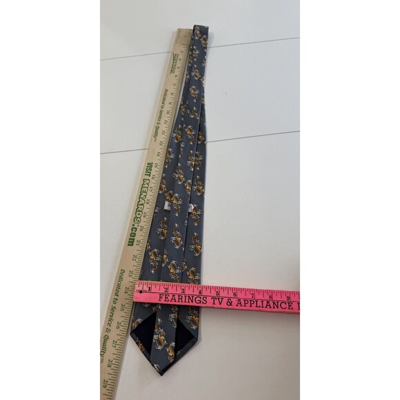 Giorgio Armani Gray Gold 100% Silk Italy Handmade Dragon Print Tie Luxury - Picture 4 of 7